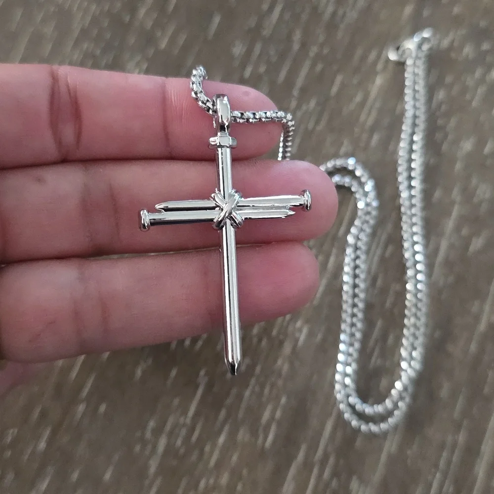 Stainless Steel Cross Pendant Chain Necklace